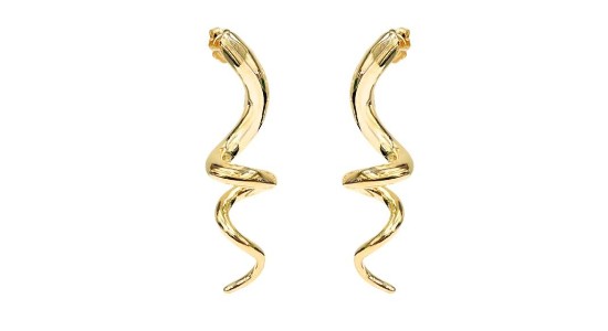 A pair of yellow gold spiral earrings, available at Wilson & Son Jewelers.