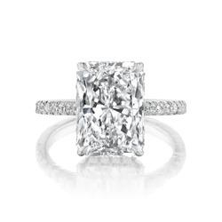 NADER KASH Platinum Engagement Ring Mounting for Radiant Cut Diamond