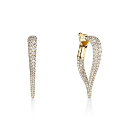 A.LINK 18 Karat Yellow Gold Pave Diamond Hoop Earrings