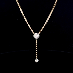 A.LINK 18 Karat White and Yellow Gold Lariat Station Necklace