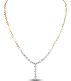 A.LINK 18 Karat Yellow and White Gold Abbracci Collection Diamond Lariat Necklace