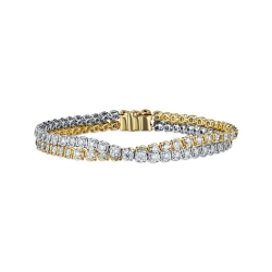 A.LINK 18 Karat White and Yellow Gold Abbracci Collection Crossover Diamond Bracelet