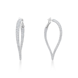 A.LINK 18 Karat White Gold Pave Diamond Hoop Earrings