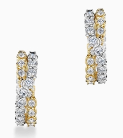 A.LINK 18 Karat White and Yellow Gold Abbracci Collection Crossover Hoop Earrings