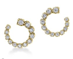 A.LINK 18 Karat Yellow Gold Abbracci Collection Swirl Earrings With Graduated Round Brilliant Diamonds