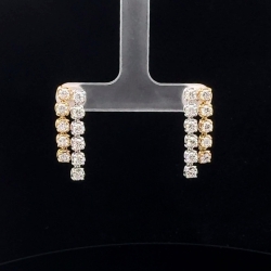A.LINK 18 Karat Yellow and White Gold Abbracci Collection Two Row Diamond Drop Earrings