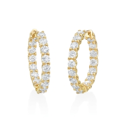 A.LINK 18 Karat Yellow Gold Classic Diamond Lattice Hoop Earrings