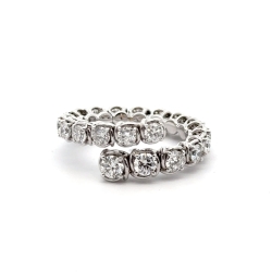 A.LINK 18 Karat White Gold and Diamond Abbracci Collection Bypass Ring