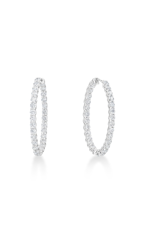 A.LINK 18 Karat White Gold Diamond Lattice Hoops