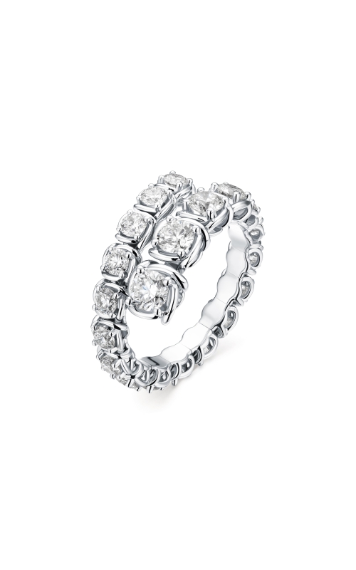 A.LINK 18 Karat White Gold Abbracci Collection Bypass Ring With Graduated Diamonds