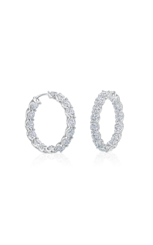 A.LINK 18 Karat White Gold Classic Diamond Lattice Hoops