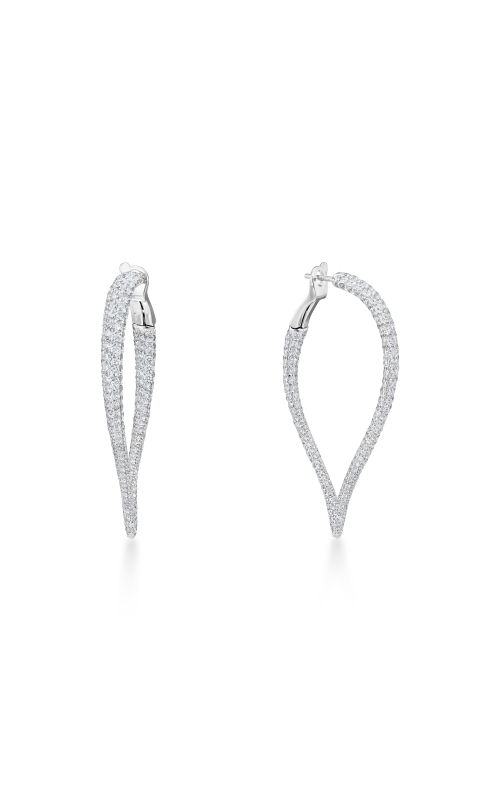 A.LINK 18 Karat White Gold Pave Diamond Hoop Earrings