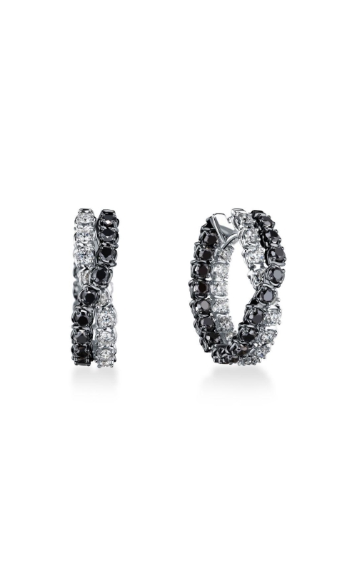 A.LINK 18K White Gold Abbracci Black and White Diamond Hoops