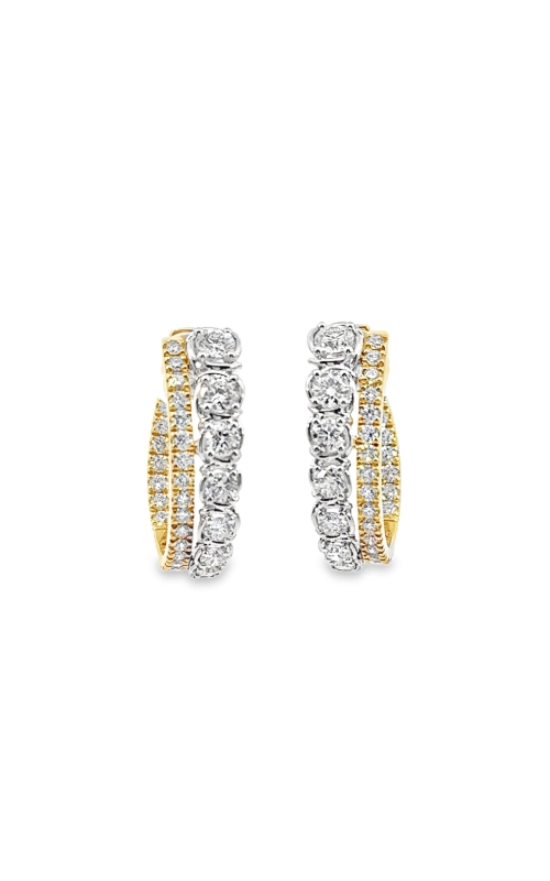 A.LINK 18K White and Yellow Gold Diamond Hoops