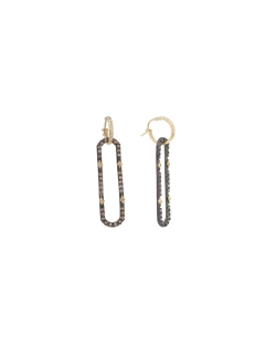 ARMENTA Old World Pave Paperclip Drop Huggie Earrings