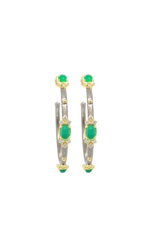 ARMENTA Oval Cluster Hoop Earrings with Green Onyx & Diamonds