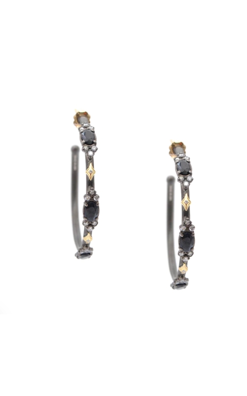 ARMENTA Oval Cluster Hoop Earrings with Black Sapphires & Diamonds