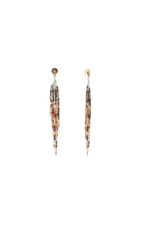 ARMENTA 18 Karat Yellow Gold Beaded Feather Earrings