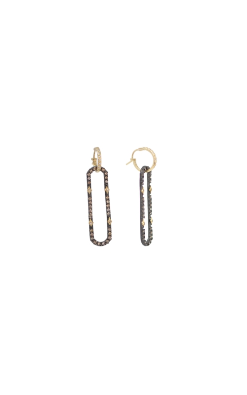 ARMENTA Old World Pave Paperclip Drop Huggie Earrings