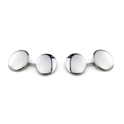 DEAKIN & FRANCIS LTD. Sterling Silver Plain Domed Oval Cufflinks