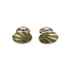 DEAKIN & FRANCIS LTD. Sterling Silver Sage Green Sunburst Enamel Cufflinks