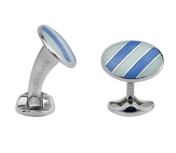 DEAKIN & FRANCIS LTD. Sterling Silver Pale Silver Blue & Sky Blue Enamel Cufflinks