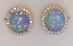 DJA GROUP 14 Karat Rose Gold Opal And Diamond Earrings