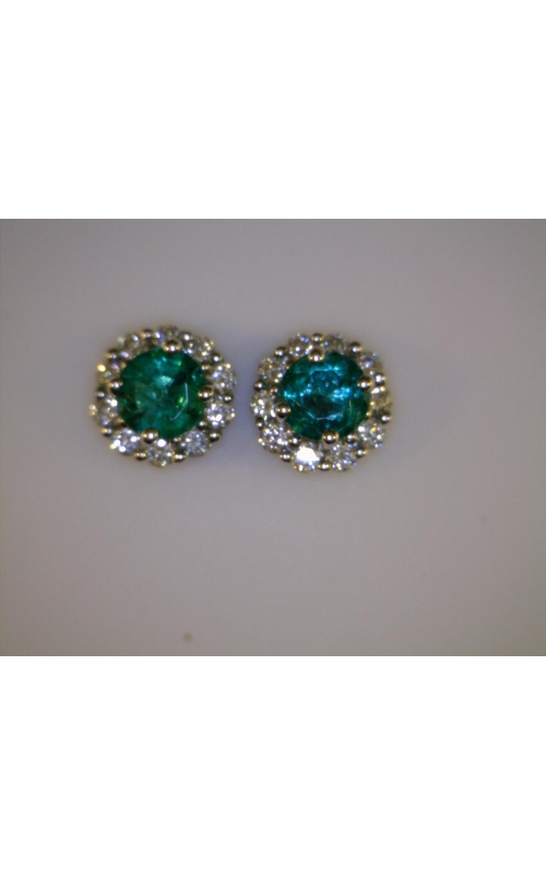 DJA GROUP 14 Karat White Gold Emerald And Diamond Stud Earrings