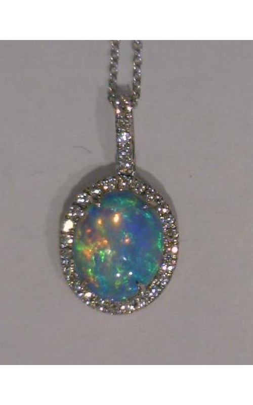 DJA GROUP 14 Karat White Gold Opal And Diamond Pendant