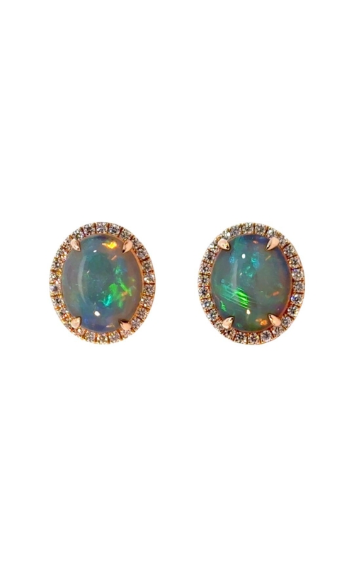 DJA GROUP 14 Karat Rose Gold Opal And Diamond Earrings