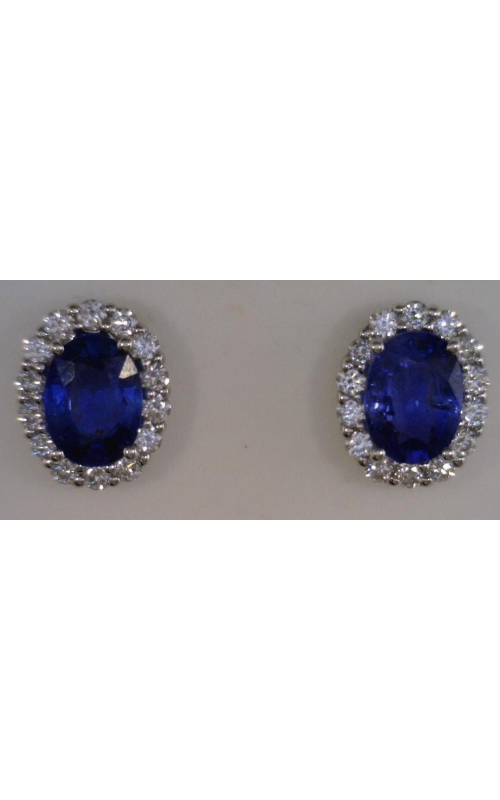 DJA GROUP 14 Karat White Gold Sapphire Earrings With Diamond Halo