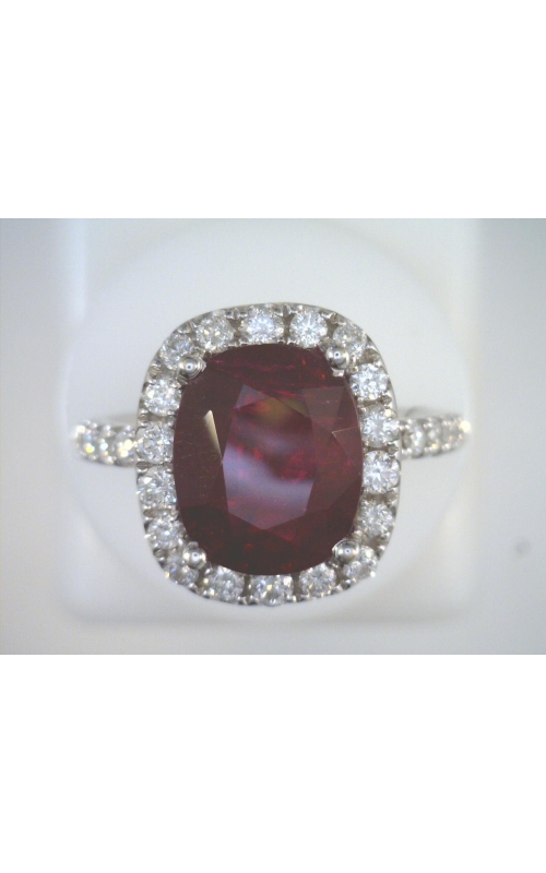 DJA GROUP 18 Karat White Gold Ruby Ring With Diamond Halo