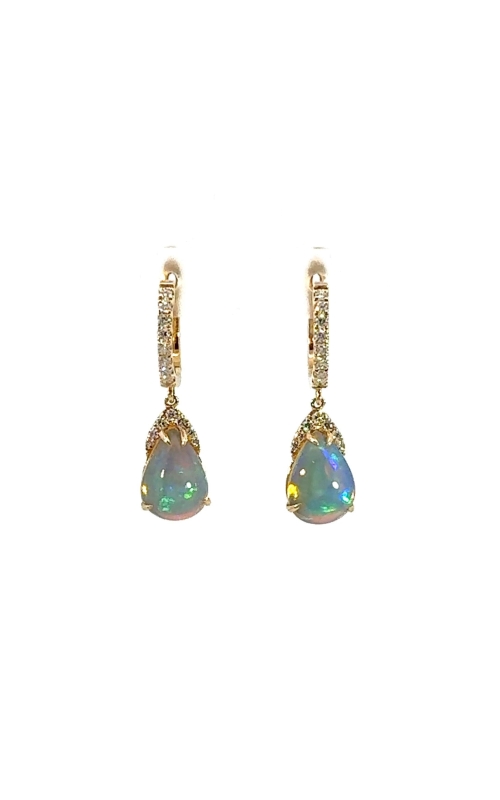 DJA GROUP 14 Karat Yellow Gold Opal And Diamond Drop Earrings