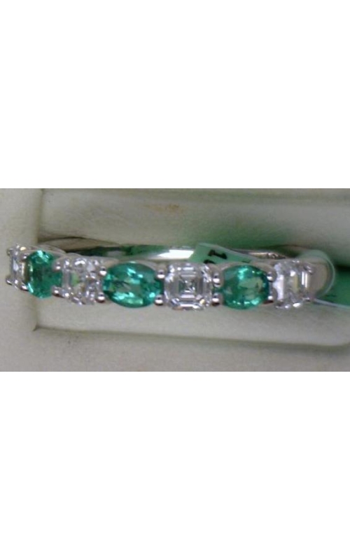 DJA GROUP 18 Karat White Gold Half Way Eternity Band With Alternating Emeralds And Diamonds