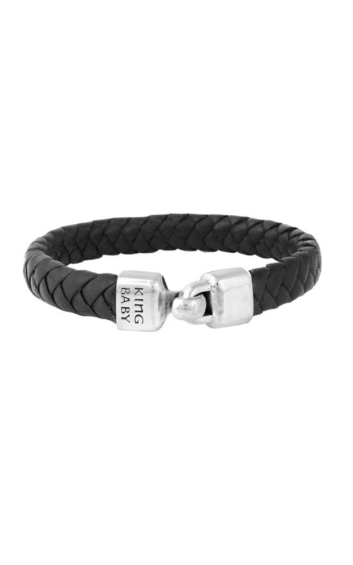 KING BABY Small Braided Leather Bracelet with a Hook Clasp