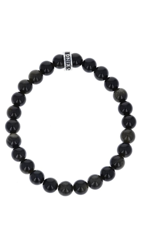 KING BABY Black Obsidian Bracelet with Logo Ring 8.75