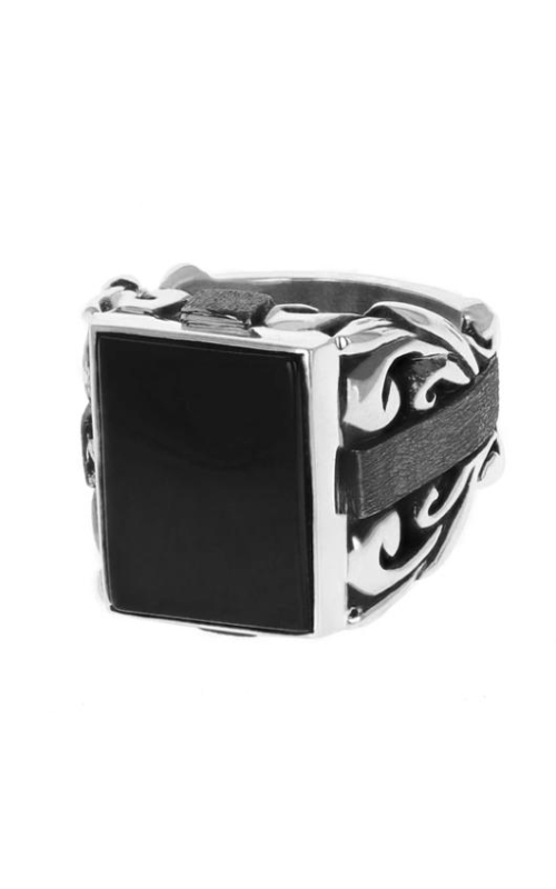 KING BABY Statement Scroll Ring with Square Inset Onyx in Sterling Silver