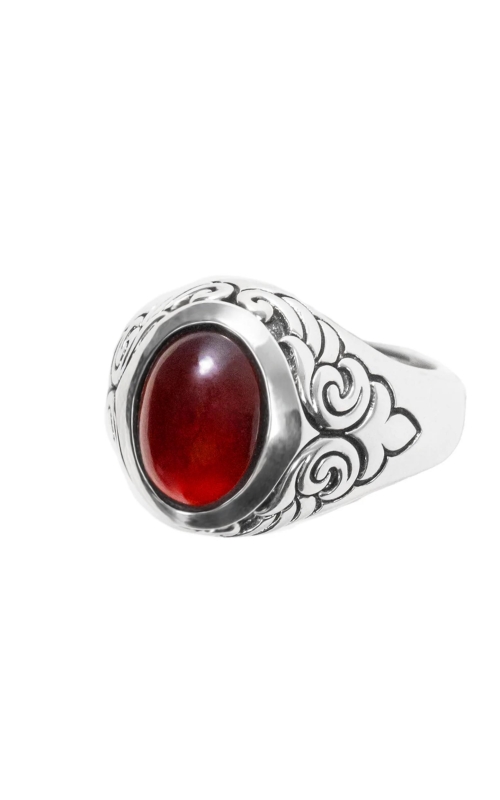 KING BABY Garnet Oval Stone Ring with Wing Detail