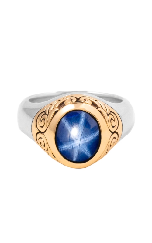 KING BABY Star Sapphire Cabochon Ring with 10 Karat Gold Wing Detail