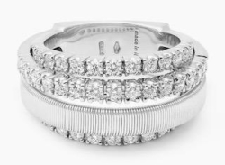 MARCO BICEGO Masai 18K White Gold 4-Strand Coil Ring With 3 Diamond Pavé Bands
