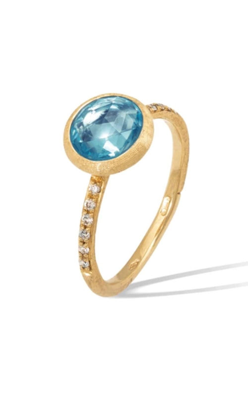 MARCO BICEGO Jaipur Color 18K Yellow Gold Blue Topaz Ring with Diamond Pavé Shank