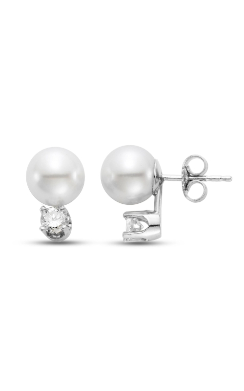 MASTOLONI 18 Karat White Gold Pearl & Diamond Stud Earrings