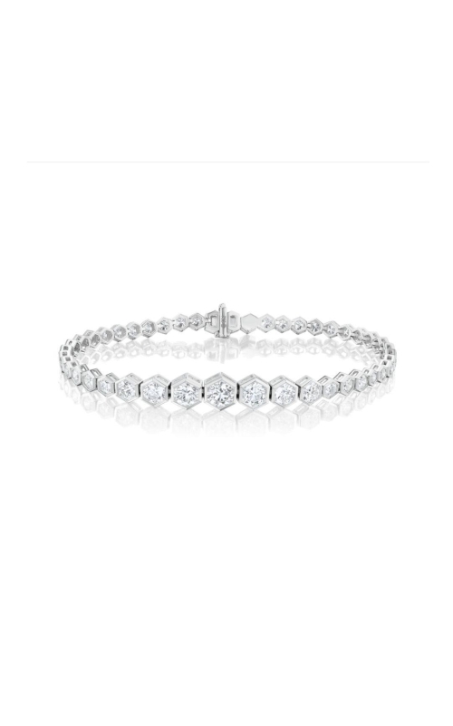 NADER KASH 18 Karat White Gold Graduated Tennis Bracelet with Hexagonal Bezel