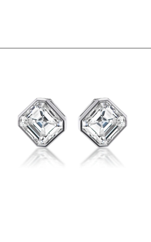 NADER KASH 18 Karat White Gold Emerald Cut Diamond Stud Earrings