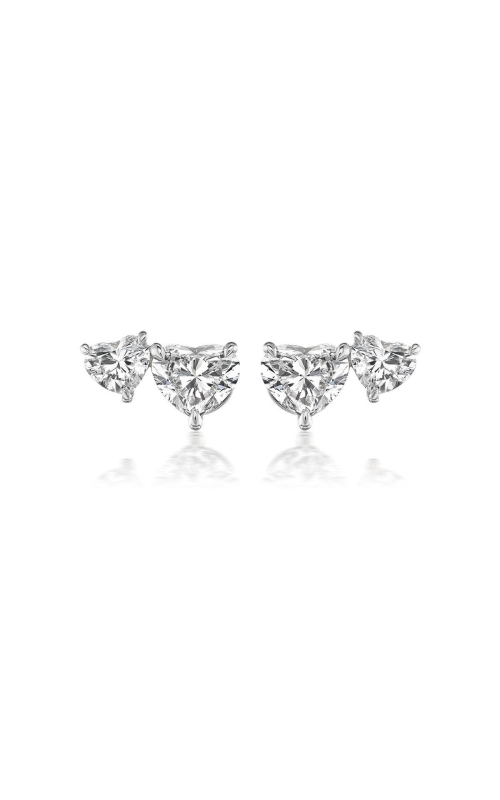 NADER KASH 18 Karat White Gold Double Heart Shape Diamond Stud Earrings