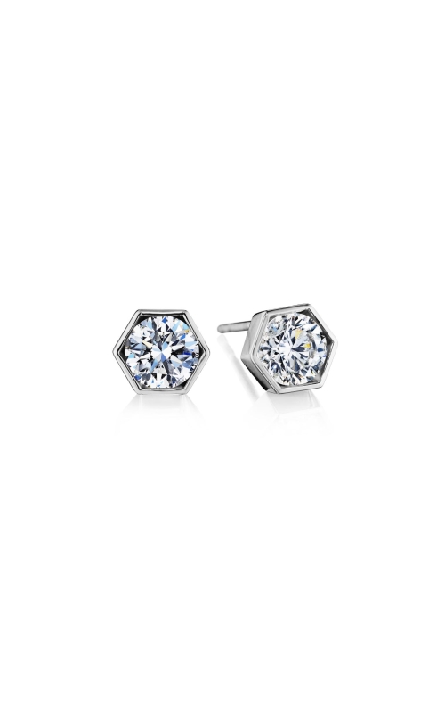 NADER KASH 18 Karat White Gold Hexagon Bezel Set Diamond Stud Earrings