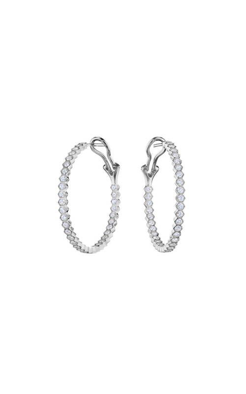 NADER KASH 18 Karat White Gold Hexagon Diamond Hoop Earrings