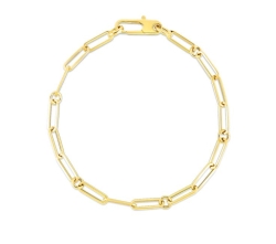 ROBERTO COIN 18K Yellow Designer Gold Paperclip & Round Link Bracelet