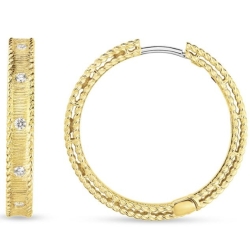 ROBERTO COIN 18K Gold Princess Medium Diamond Hoop Earrings
