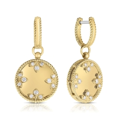 ROBERTO COIN 18K Yellow Gold Diamond Venetian Princess Medallion Earring